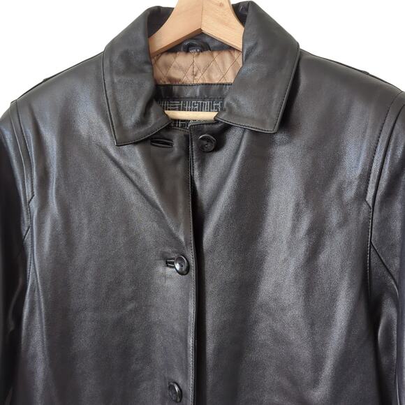 Collezione Jacket Mens Large Black Leather Buttery Soft Longline Button Matrix - Picture 3 of 8